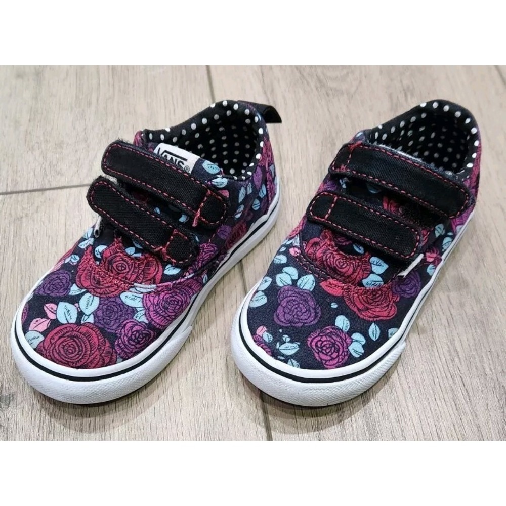 Vans Off The Wall Floral Roses‎ Girls Toddler Size 7 Pink Purple